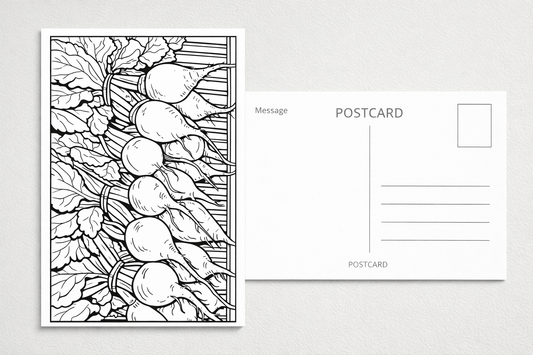 Coloring Postcard - #7 "Radishes" - FREE WITH ANY ORDER