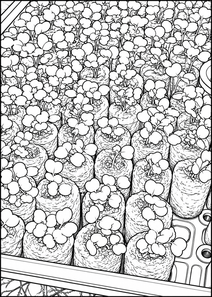 Coloring Page - #28 "Arugula Seedlings" - FREE WITH ANY ORDER